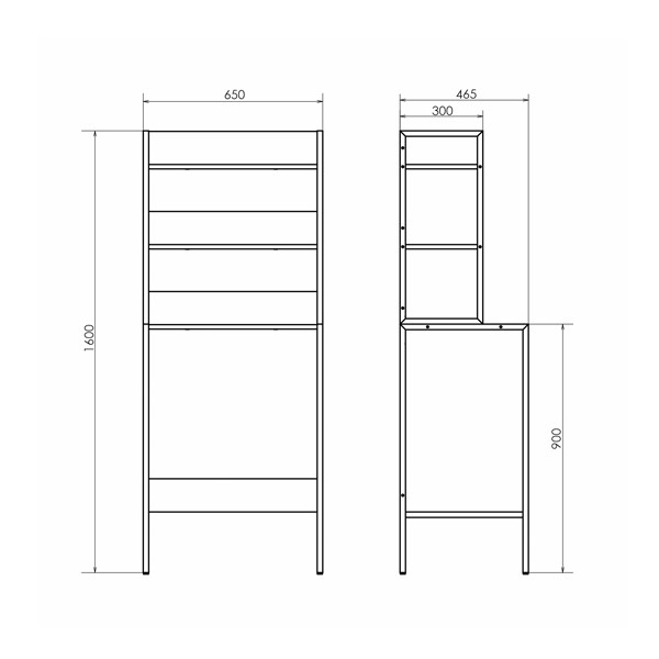 Стеллаж для стиральной машины Comforty Верона 650x1600x465 дуб белый матовый (00-00001384)