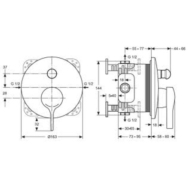 Смеситель для ванны и душа Ideal Standard Melange встраиваемый (A4720AA)