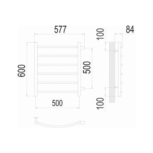 Полотенцесушитель водяной Terminus Классик 32/20 П5 м/о 500 500x630 боковое подключение Полотенцесушитель водяной Terminus Классик 32/20 П5 м/о 500 500x630 боковое подключение