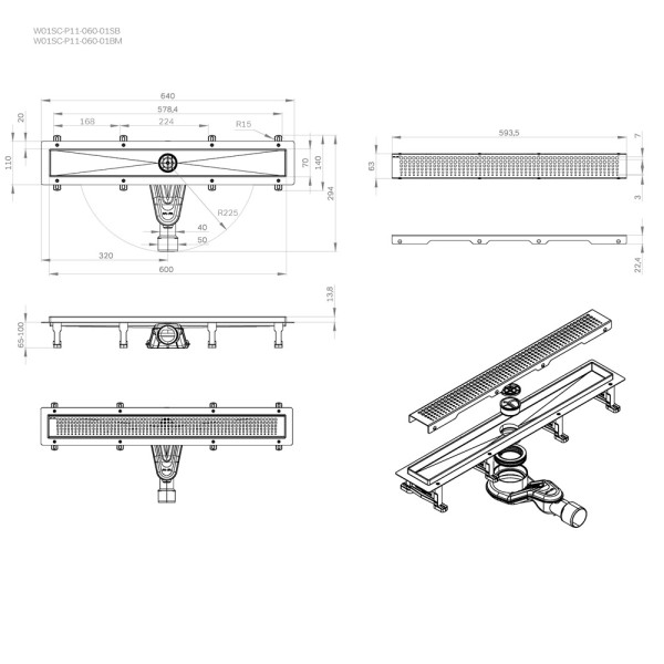Душевой лоток AM.PM MasterFlow линейный универс затвор Cut Gradient 60 см сталь мат (W01SC-P11-060-01SB)