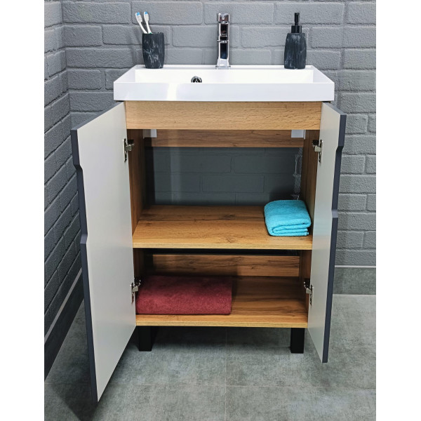 Тумба напольная Bazis 60 Марта без ящика Дуб вотан Айсберг Домино (DA3502T)