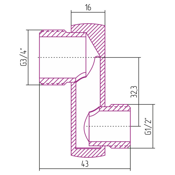 Эксцентрик Сунержа 1/2"Нx3/4"Н смещение 32 мм (03-1507-0007)