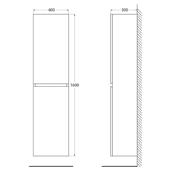 Пенал подвесной Cezares Molveno 40x160 Nero (MOLVENO-160-2A-SC-NC)
