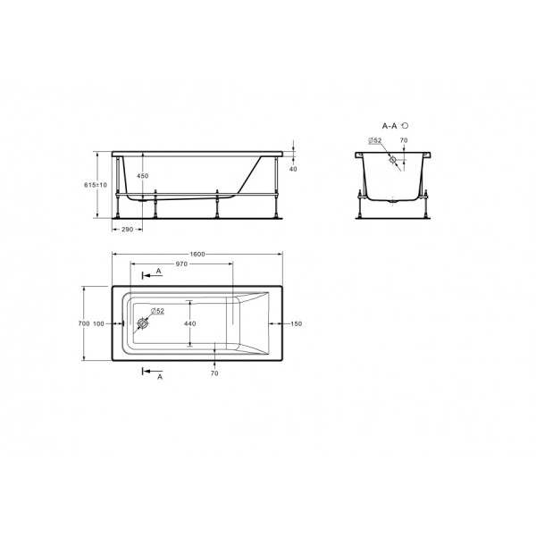 Ванна акриловая Roca Easy 70x160x610 белая (Z.RU93.0.766.3) Ванна акриловая Roca Easy 70x160x610 белая (Z.RU93.0.766.3)
