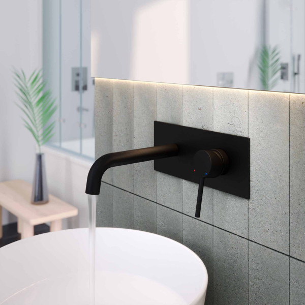 Смеситель для раковины Berges Ventas R скрытого монтажа, совместный черный (76010)