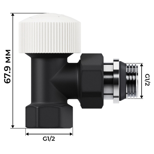 Комплект термостатический угловой 1/2" Royal Thermo Design М30х1,5 (Черный) (RATVDU11212BL) Комплект термостатический угловой 1/2" Royal Thermo Design М30х1,5 (Черный) (RATVDU11212BL)