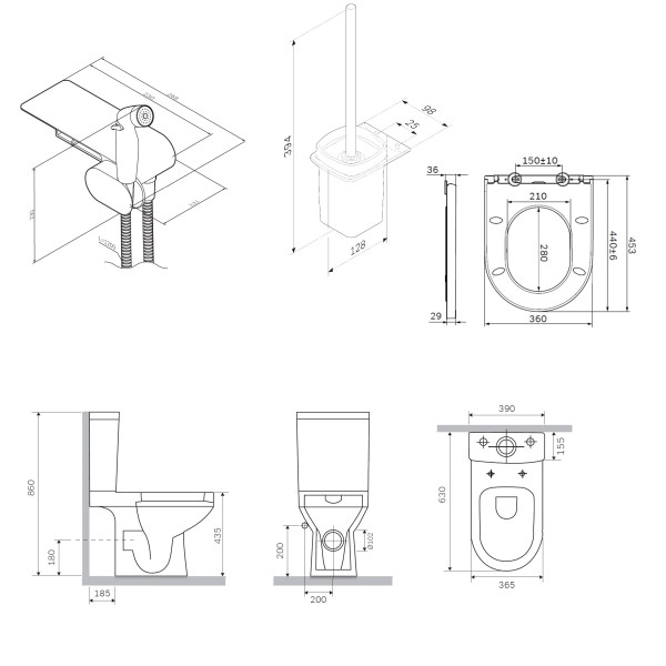 Уунитаз-компакт AM.PM Spirit V2.0 с гигиеническим душем (CK70C1804W)