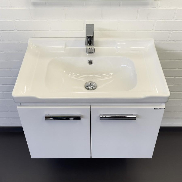 Тумба подвесная с раковиной Comforty Рига 700x470x550 белый глянцевый (00-00018684)