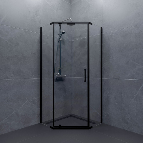 Душевой уголок Triton Дека 90x90 стекло прозрачное, профиль черный (DK347)