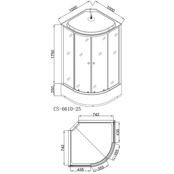 Душевая кабина Loranto 100x100x215 стекло прозрачное, профиль хром, мозайчатый узор (CS-6610-25K 10)