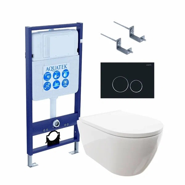 Комплект инсталляция с унитазом Aquatek Поларисс сиденьем Standard INS-0000012+унитаз Поларис AQ0700-00 с сиденьем soft-close+ крепеж KKI-0000002 +кла
