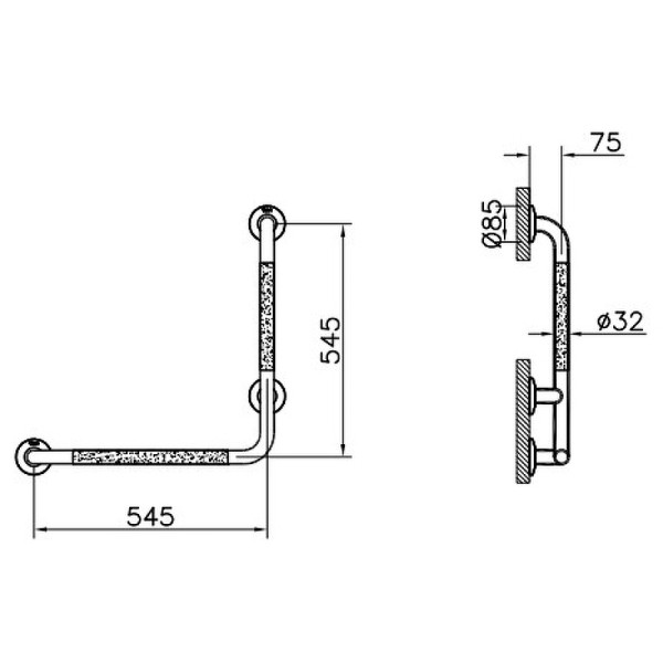 Поручень опорный наcтенный Vitra 90° (A44467)