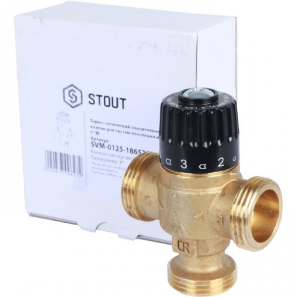 Вентиль термостатический смесительный Stout 1" НР 30-65°C, KVs 1,8 SVM-0125-186525 Вентиль термостатический смесительный Stout 1" НР 30-65°C, KVs 1,8 SVM-0125-186525