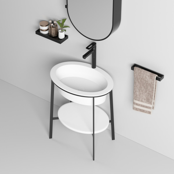 Раковина с консолью Аbber Bequem 50x50x83 белая матовая (AC2131MW)