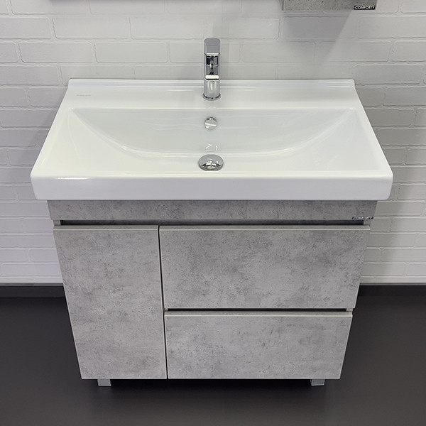 Тумба напольная Comforty Никосия 800x850x450 белый глянцевый с раковиной (00-00001521)