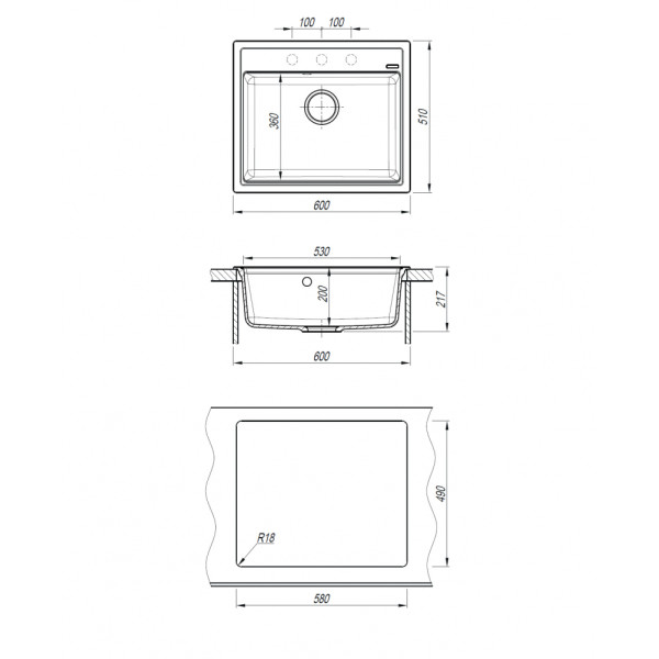 Мойка для кухни Abber Quarz 51x60x21,7 серая (AQ2902G) Мойка для кухни Abber Quarz 51x60x21,7 серая (AQ2902G)