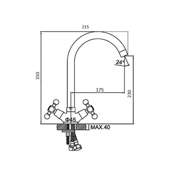 Смеситель для кухни Dlin хром (D153810-E) Смеситель для кухни Dlin хром (D153810-E)