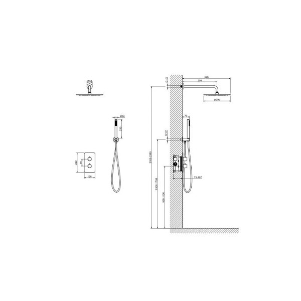 Душевая система Aquatek Европа Set 3 в 1 шлифованное золото (AQ1376BG)