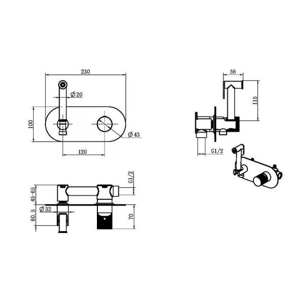 Смеситель с гигиеническим душем Boheme Stick Белый (127-WG.2)