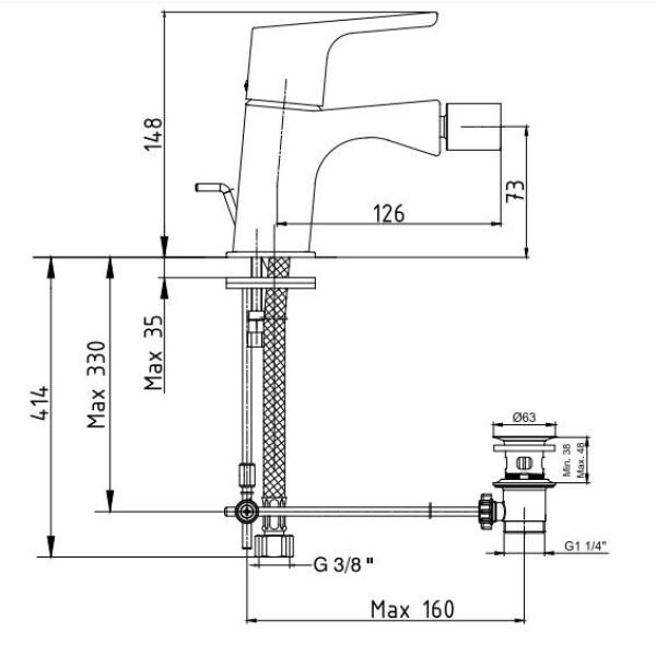 Смеситель для биде E.C.A. Luna золотой (102810192EX)