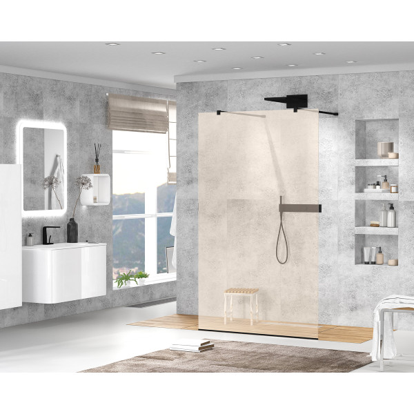 Душевая перегородка Cezares Liberta 100x195 стекло бронза, профиль черный (LIBERTA-L-2-100-120-BR-NERO)