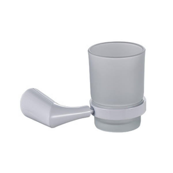 Стакан Fashun унив. из матов. стекла L=137 мм цинк. сплав + SUS201 белый (A1806-8)