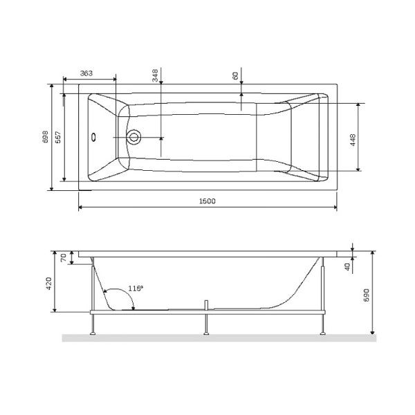 Каркас для ванн AM.PMы Gem 150х70 (W93A-150-070W-R)