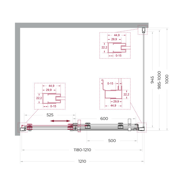 Душевой уголок BelBagno Marino 120x100x195 стекло прозрачное, профиль оружейная сталь матовая (MARINO-2-AH-1-120/100-C-GM)