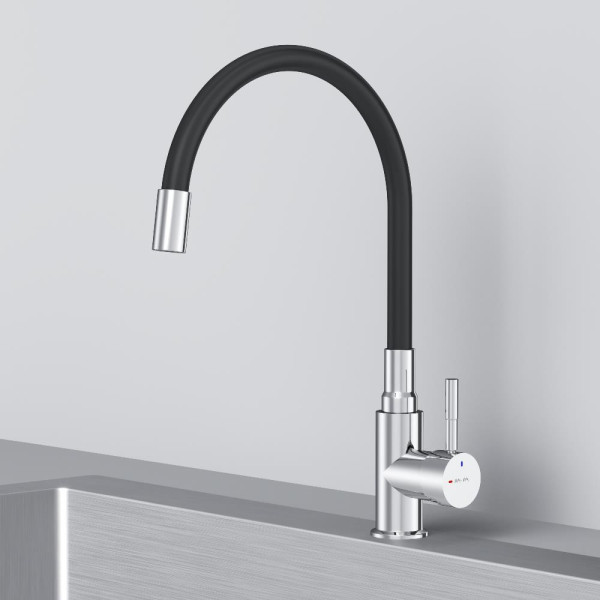 Смеситель для кухни AM.PM X-Joy S с гибким изливом черный/хром (F85B07602)