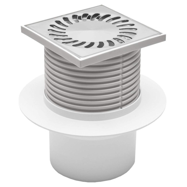 Трап MCH для пола D110 решетка нерж. 122х122 c воротником Трап MCH для пола D110 решетка нерж. 122х122 c воротником