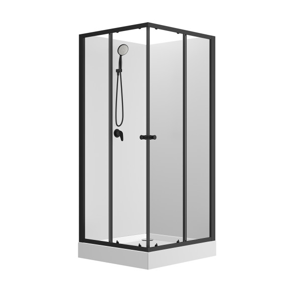 Душевая кабина Loranto Neo 100x100x190 стекло прозрачное, профиль черный (CS-21801-10)