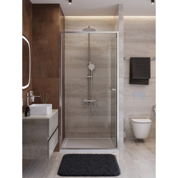 Душевая дверь Cezares Lux 90x195 стекло прозрачное, профиль хром (LUX-B-FS-1-90-C-CR)