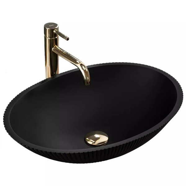 Раковина накладная Rea Della 51,5x37,5 чёрный матовый (REA-U0274)