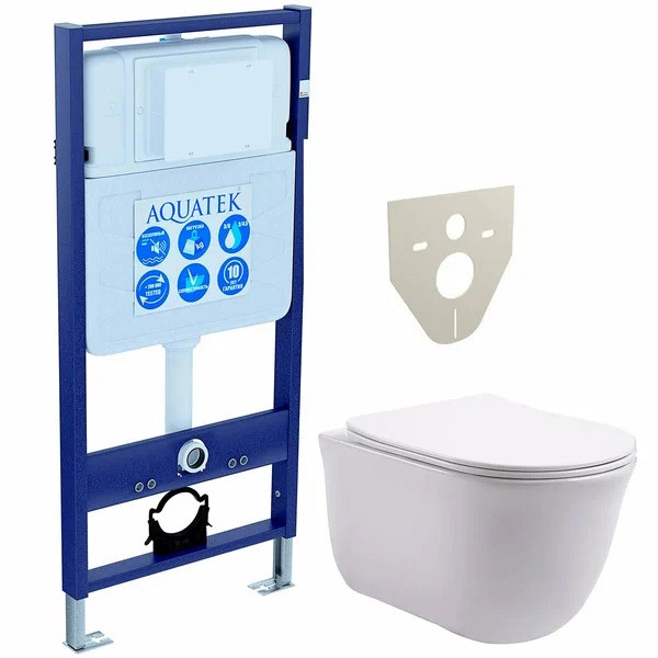 Инсталляция с унитазом Aquatek Классик рама Standard INS-0000012(без клавиши и крепежа)+унитаз Классик AQ1111-00 с тонким сиденьем soft-clos