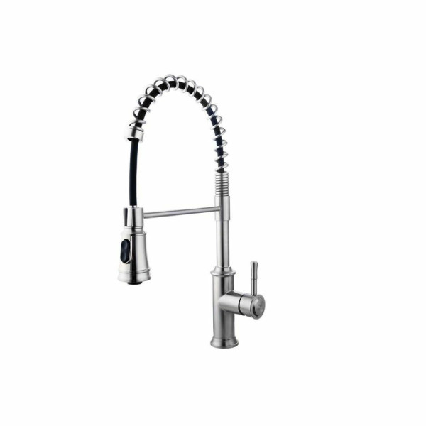 Смеситель для кухни Fashun с выдвижным изливом сатин (A56008)