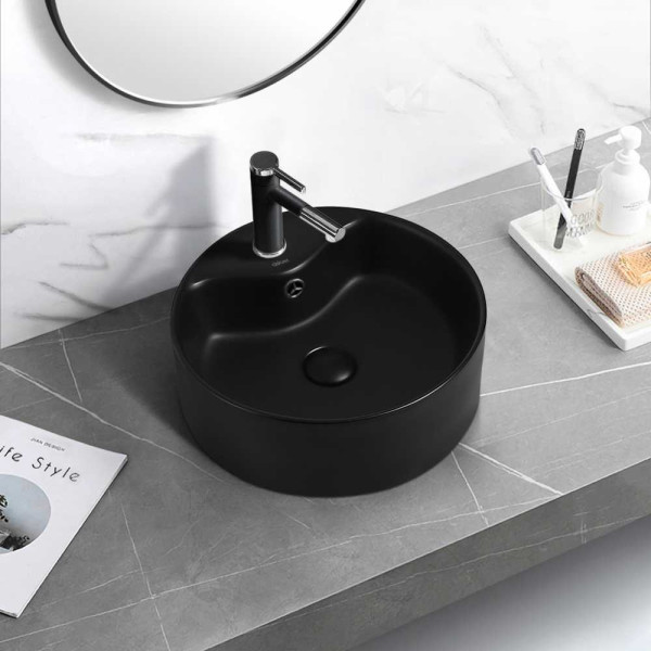 Раковина накладная ABBER Bequem 41x41 черная (AC2104MB)