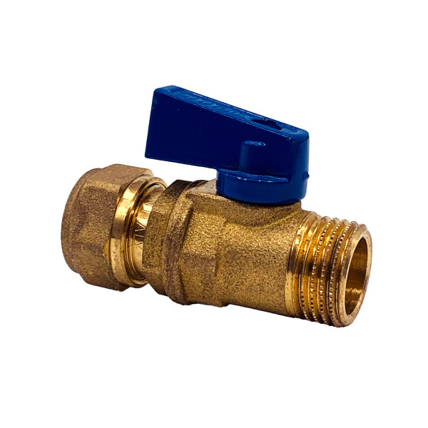 Кран шаровый (мини) Tiemme 16 (2,0)*1/2" Н (синяя ручка) (2940001)