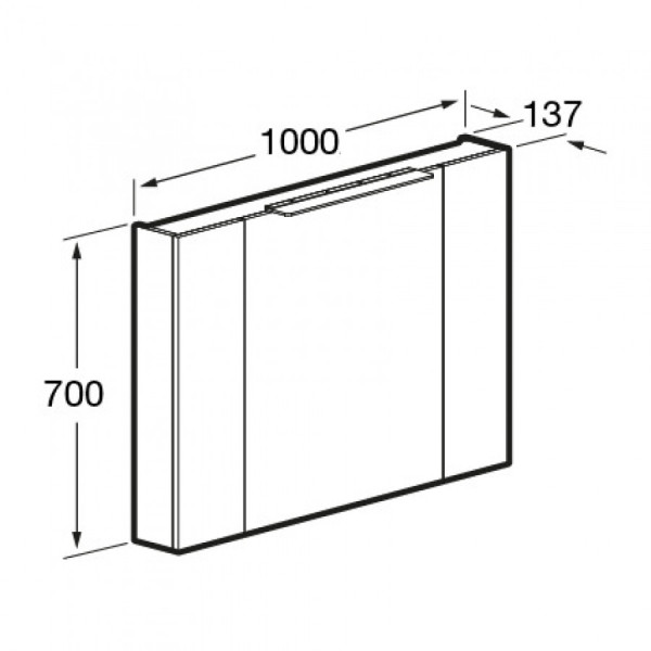 Шкаф зеркальный Roca Oleta 1000x137x700 капучино (A857648515)