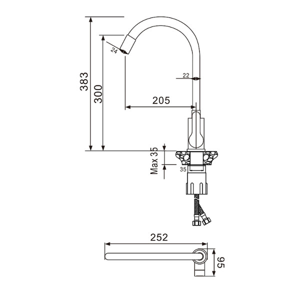 Смеситель для кухни Wesnaart Eko сатин (EKO05-141)