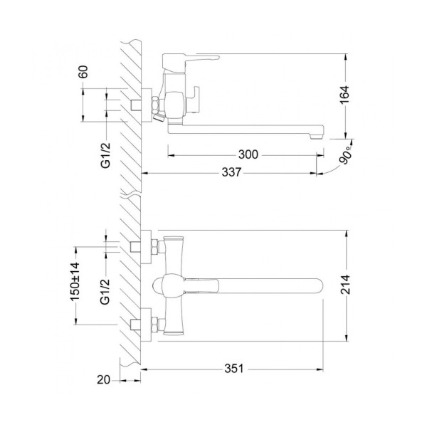 Смеситель для ванны и душа Lemark Evitta с душевым комплектом (LM0551C)