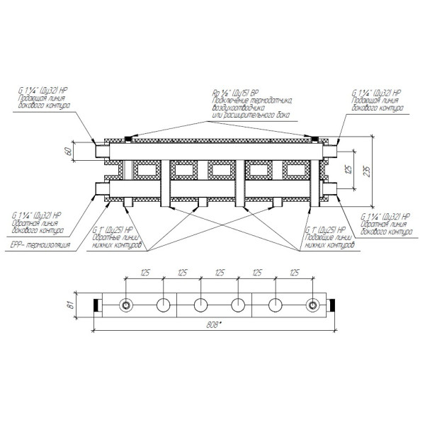 Коллектор модульный Gidruss MKSS-100-3.EPP (до 100 кВт, 2 магистрали G 1 1/4", 2 контура G 1", EPP-термоизоляция, 4D-кронштейны K.UMS, нерж ст.) Коллектор модульный Gidruss MKSS-100-3.EPP (до 100 кВт, 2 магистрали G 1 1/4", 2 контура G 1", EPP-термоизоляция, 4D-кронштейны K.UMS, нерж ст.)