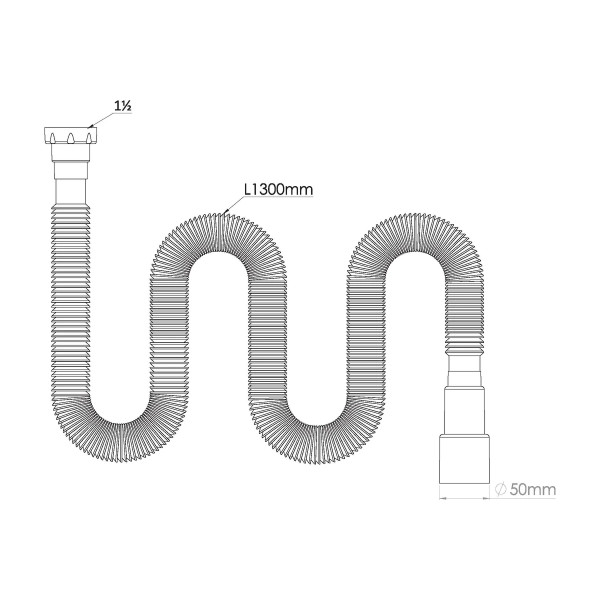 Отвод гофр. переходной 1 1/2"х40/50 (1300 мм) Nova (c плоской прокладкой) (1335) Отвод гофр. переходной 1 1/2"х40/50 (1300 мм) Nova (c плоской прокладкой) (1335)