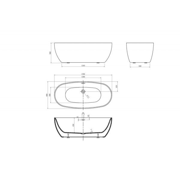 Ванна акриловая Abber 170x80x58 белая (AB9265-1.7)