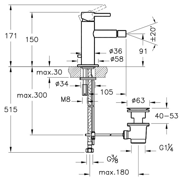 Смеситель для биде Vitra Origin с донным клапаном, хром (A42559) Смеситель для биде Vitra Origin с донным клапаном, хром (A42559)