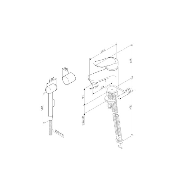 Смеситель для раковины AM.PM Sunny с гигиеническим душем, хром (F85C03000)