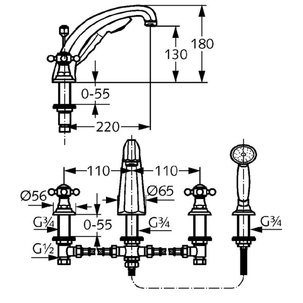 Смеситель для ванны и душа Kludi 1926 с душевым гарнитуром (515240520) Смеситель для ванны и душа Kludi 1926 с душевым гарнитуром (515240520)