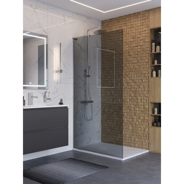Душевое ограждение BelBagno Uno 100x200 стекло тонированное графит, профиль хром глянцевый (UNO-L-1-TB-100-GR-Cr) Душевое ограждение BelBagno Uno 100x200 стекло тонированное графит, профиль хром глянцевый (UNO-L-1-TB-100-GR-Cr)