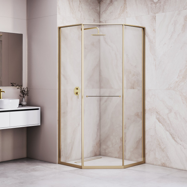 Душевой уголок RGW 80x80x200 стекло прозрачное, профиль золото BRUSH (33328282-16L)