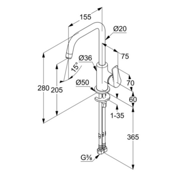 Смеситель для раковины Kludi Pure&Solid хром (340240575)