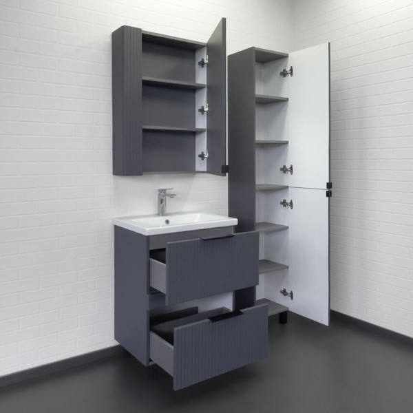 Тумба напольная Comforty Лима 600x850x450 антрацит матовый с раковиной (00-00019209)